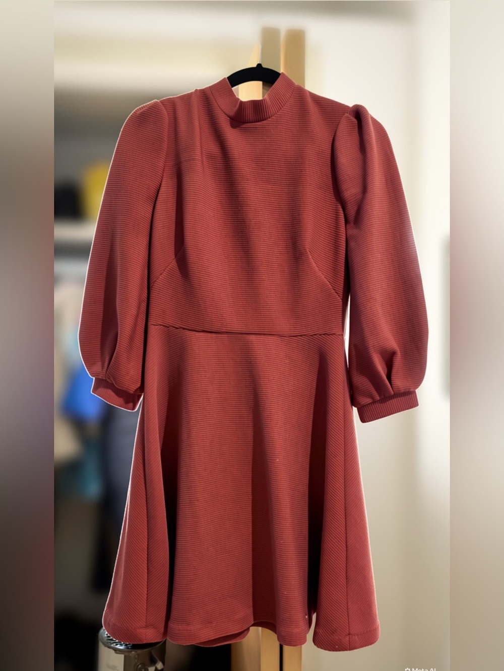 Girl Meets Glam: Women's Pleated Long-Sleeve Midi Dress in Dark Rose (Size: 2)